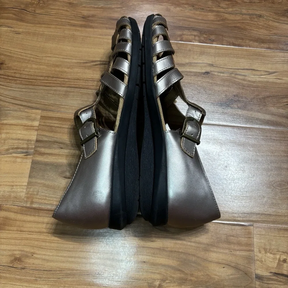Women's Array Aruba‎ Pewter Woven Fisherman Shoe US 9.5M Buckle Leather Sandal